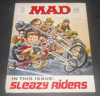 Mad Magazine! June 1970 Sleazy Riders Cover! Cover Only For Framing! Nice! • $7.99