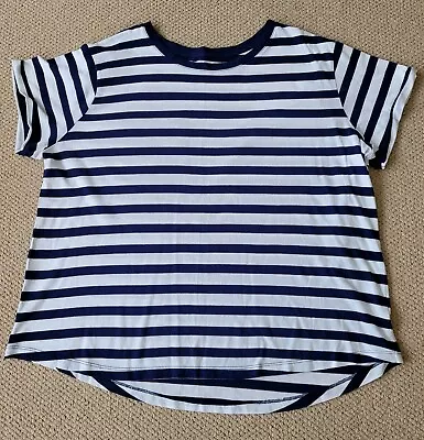 Peacocks Ladies Blue & White Nautical Stripe T-shirt - Size 20 - Vgc • £1.25