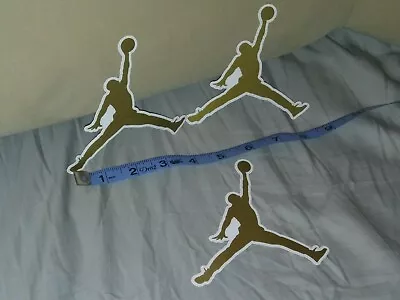 Nike (3) Air Jordan Jumpman Gold Logo Sticker Lot*  BRAND NEW* GOLD DECALS* • $10