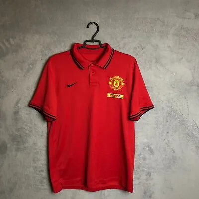 Manchester United Training Jersey Football Polo Shirt Red Nike Mens Size L • $29.75
