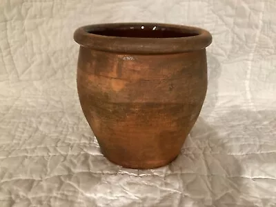 Antique Pennsylvania Redware Pottery Crock Glazed Interior 7 1/2  X7  • $65