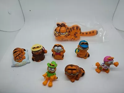 Vtg 1980’s 🔥 Garfield Cat 🔥 PVC Plastic Mini Figures Toy Lot + NOS Hair Brush • $30.80