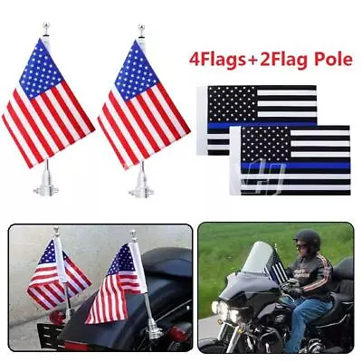 Motorcycle American USA Flags Flag Pole Luggage Rack Mount For Harley Touring • $28.99