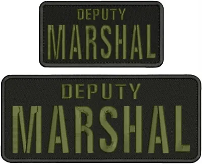 Deputy Marshal Embroidery Patch 4x10 & 3x6 Hook On Back Od Green On Black • $16.99