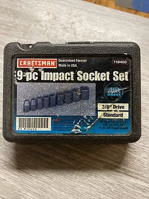 Nice Vintage Craftsman USA 9pc Impact Socket Set 3/8” Dr SAE 19400 Free Shipping • $60