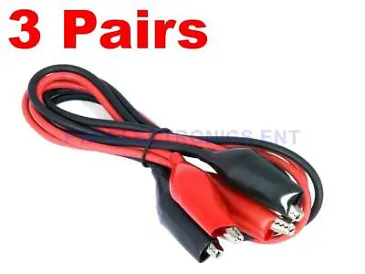 $8.99 • Buy 3 Pairs Dual Red & Black Test Leads With Alligator Clips Jumper Cable 16GA Wire