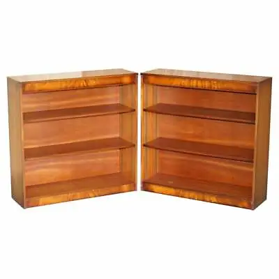 Pair Of Shaws Of London Flamed Mahogany Dwarf Open Library Bookcases Part Suite • $1866.38