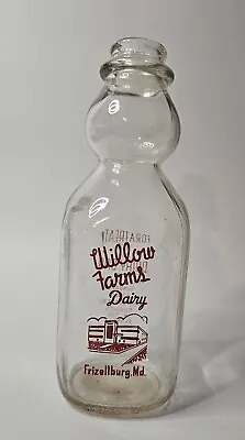 Willow Farms Dairy Vintage Milk Bottle W/Creamtop Frizellburg MD One Quart • $29