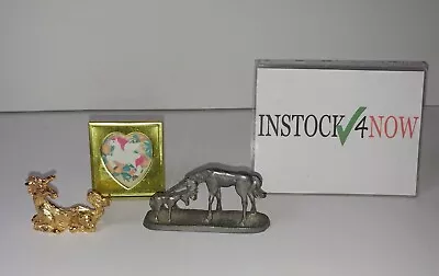 Lot Of Unicorns 2 Miniature Pewter Figurines + Frame • $13