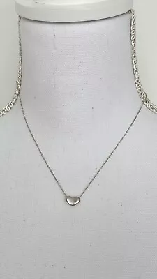 Tiffany & Co. Elsa Peretti Small Bean Necklace In Sterling Silver 16” In + Pouch • $159.95