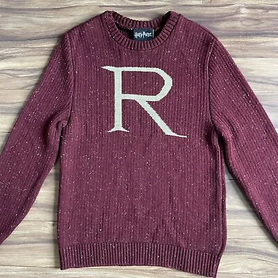 $40 • Buy Harry Potter Sweater Mens XS Ron Weasley R Monogram Red Christmas Sweater EUC