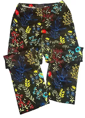 Versace Jeans Couture Women's Black Floral Print Rayon Pants Vintage Sz 28 • $99.89