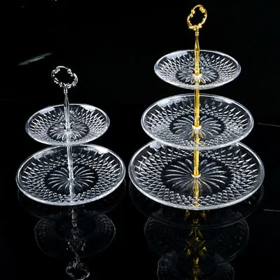 2-5 Tier Acrylic Cupcake Stand Round Display Clear Dessert Platter Wedding Decor • $54.18