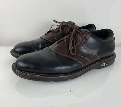VTG Men Reebok Trac Black Brown Leather Athletic Golf Shoes Sneakers 10 • $17.99