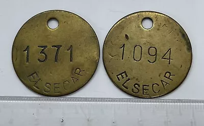 2 X ELSECAR COLLIERY MINERS PIT TOKEN TALLY WORKS CHECK - BARNSLEY SOUTH YORKS • £0.99