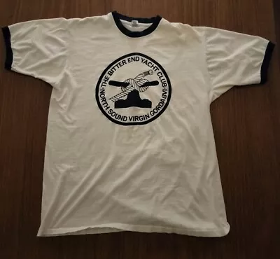 Vintage Bitter End Yacht Club T-Shirt Ringer Tee Size XL Distressed Big Logo • $26.27