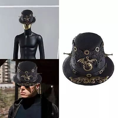 Chic Steampunk Top Hat Men Black Hat For Festivals Costume Accessories Party • $13.59