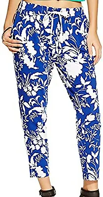 HUE Chill Rayon Jersey Skimmer Leggings Sumer Tropical Pant Large 12-14 Blue • $12.98