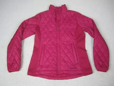 Marmot Jacket Womens Medium Pink Red Lightweight Puffer Zip Up Casual • £21.41