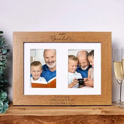 £18.99 • Buy Personalised Grandad Wooden Double Photo Frame Gift Portrait C28-A4-39