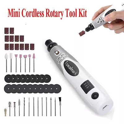 Mini Cordless Rotary Tool Kit 3-Speed And USB Charging 3.6V With 50 Accessories • $22.49