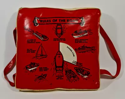 Vintage Sears-Robuck & Co. Boat Cushion-Red/White- Rules Of The Road  • $55