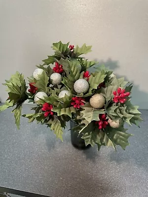 Mistletoe Christmas Floral Stem Red Berry Greenery Artificial Gold Silver X3 • $17.10