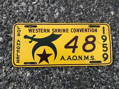 Vintage Booster License Plate Shriner 1959  Convention #48 Mason Fraternal • $55