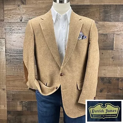 Vintage Patrick James Sport Coat Blazer Suit Jacket Tweed Wool 2 Button Tan 40R • $69.95