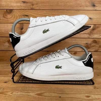 £19.99 • Buy LACOSTE Graduate Trainers Size UK 6 Womens White Black Leather Lace Up Low Shoes