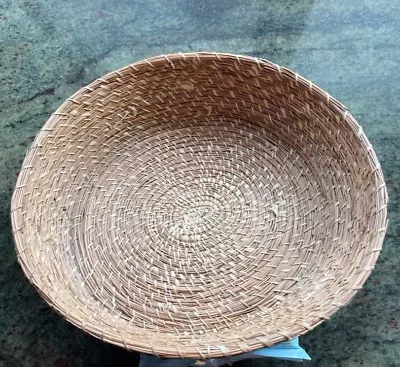 Vintage Hand Crafted Woven Pine Needle Basket Larger Size FOLK ART • $13