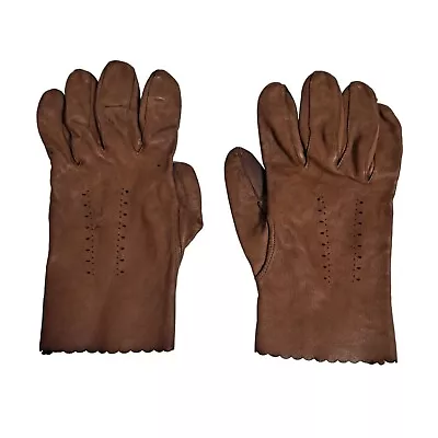 Vintage Leather Gloves Child Size Brown Quality Soft Worn In Soft Patina 7 X3  • $24.99