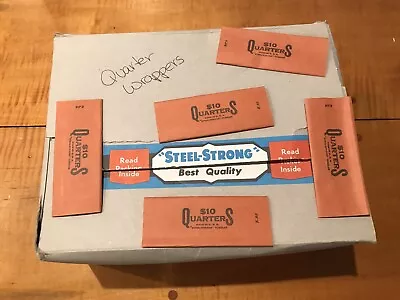 NOS BOX OF STEEL STRONG T1025 Quarter Coin Wrappers Roll 25 CENT $10 Tubular VTG • $99.99