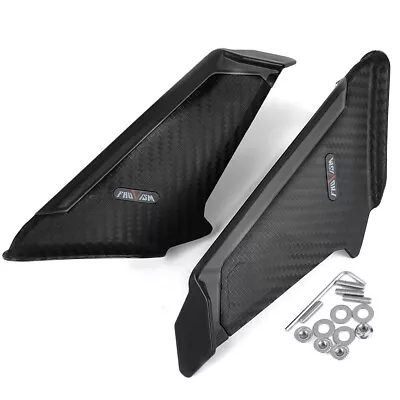 Carbon Fiber Look Motorcycle Winglets Wind Fin Spoiler Trim Cover Air Deflector • $49.98