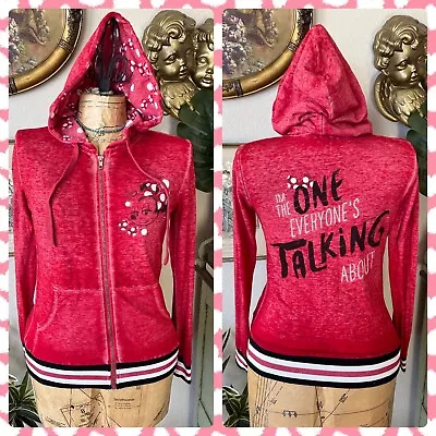 Disney Parks Authentic Red Burnout Zip Up Hoodie Sweatshirt Minnie Mouse Sz XS • $14