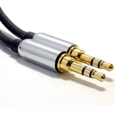 1.5m PRO BLACK 3.5mm Jack Male To Male Stereo Audio Cable Lead GOLD AUX Cable • £3.53
