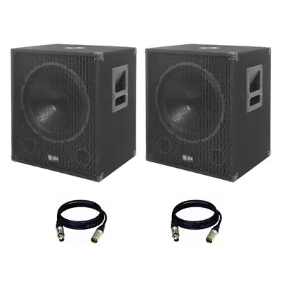 2 X QTX QT15SA 15  1200W Powered Bass Bin Sub Speaker + 3m Signal Leads + Filter • £460