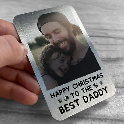 Christmas Gift For Daddy Personalised Metal Wallet Photo Card Daughter Son Gift • £4.99