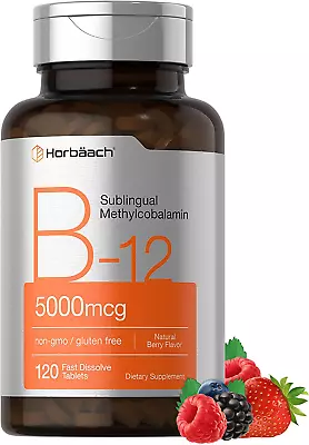 B12 Sublingual Methylcobalamin | 5000Mcg | 120 Fast Dissolve Tablets | Vegetaria • $15.62