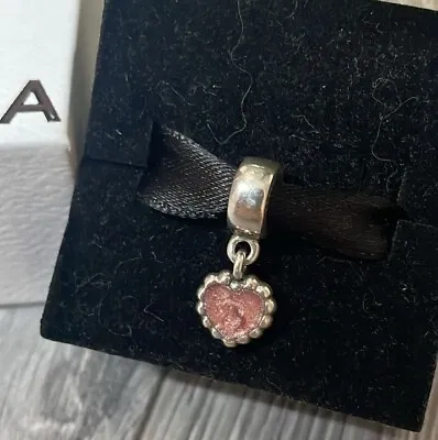 💖 Genuine Pandora Pink Enamel Heart Dangle Charm Silver Jewellery S925 ALE Gift • £18.10