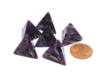 Vortex 18mm 4 Sided D4 Chessex Dice 6 Pieces - Purple With Gold • $6.79