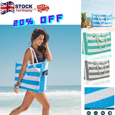 UK Beach Waterproof Bags For Women Tote Bag Extra Large With Zip For Travel Swim • £7.09