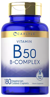 Vitamin B-50 Complex | 180 Caplets | Vegetarian Non-GMO | By Carlyle • $13.09