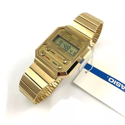 Casio Vintage Collection Gold Tone Digital Dial Steel Band Watch A100WEG-9A • $57.98