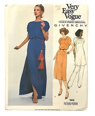 Vintage Very Easy Vogue Paris Original Givenchy Sewing Pattern 1909 Size 12 • $13.46