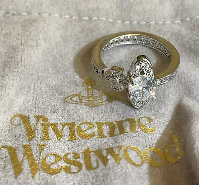 Vivienne Westwood Nana Silver Tone With Crystal Orb Ring Size 7 #364 • $79