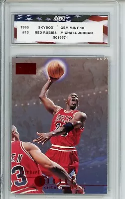 1996 Skybox #16 Red Rubies Michael Jordan AGC 10 Gem Mint Chicago Bulls Rare!! • $4999.99