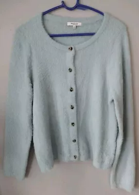 Madewell Light Blue Fuzzy Eyelash Button Front Cardigan Size XL • $19.99