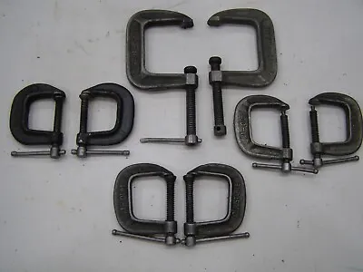 8 Machinist C-Clamps 4 Pairs 1-1/4 To 1-3/4  Some Missing Buttons Some Sprung • $19