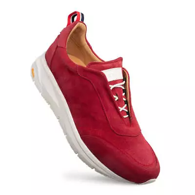 NEW Mezlan Dress Sneaker Shoes Genuine Leather Alcoy Suede Slip On Red White • $375